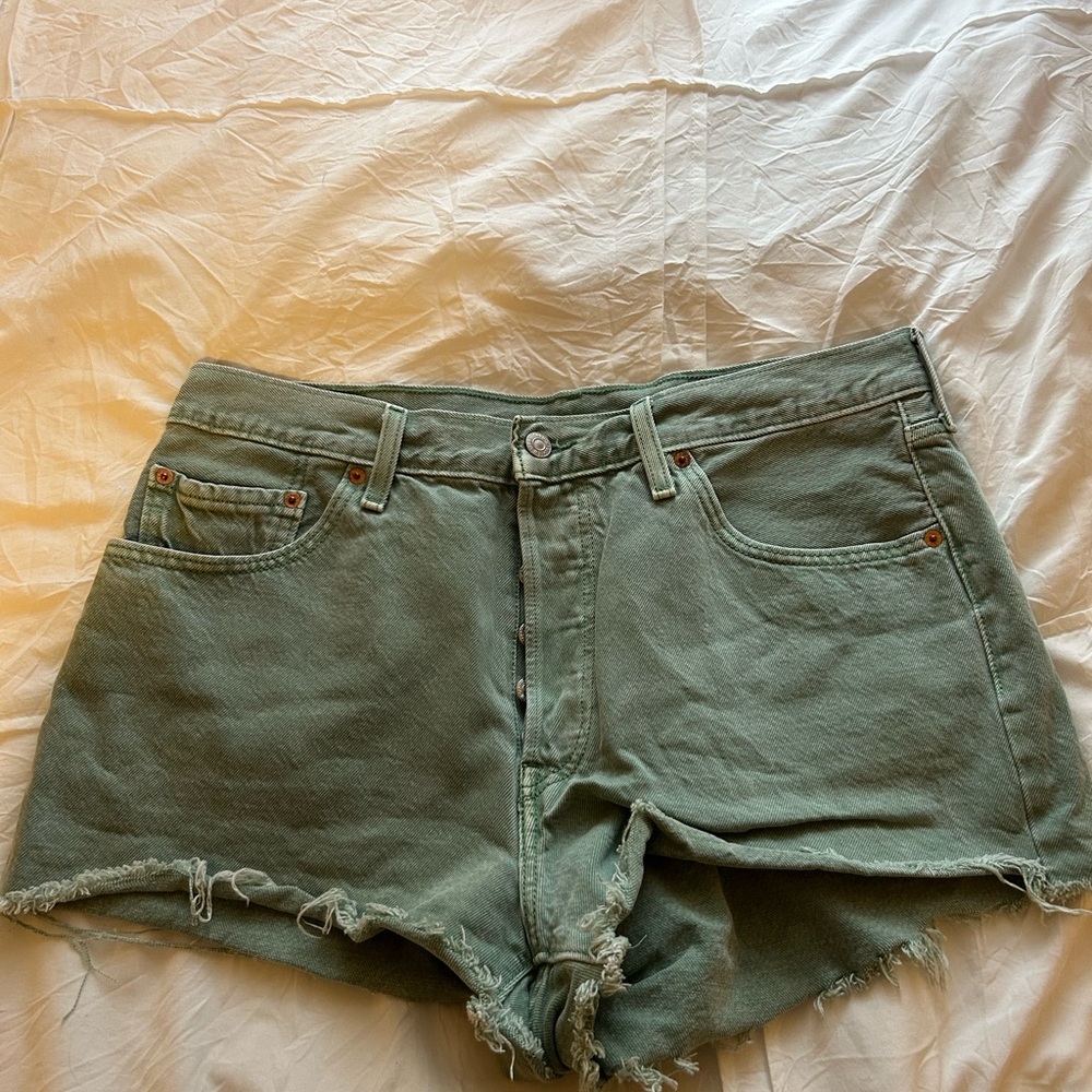 Women's Green Denim Shorts